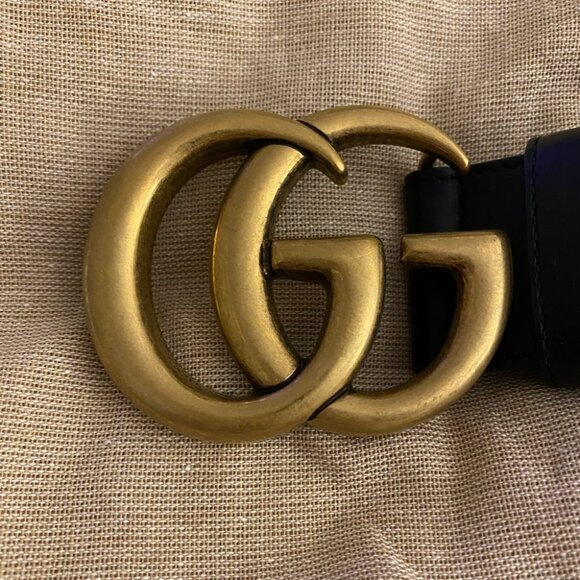 Gucci Black Leather Belt with Double G Buckle - Picture 2 of 5
